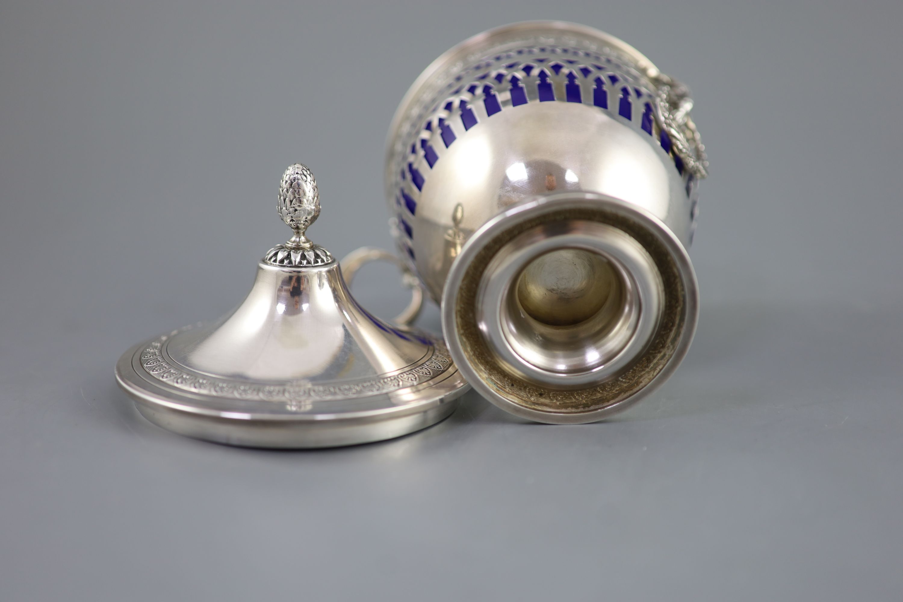 An early 20th century French silver two handled sugar bowl and cover, with Troytown Grand Steeplechase de Paris, 1919 inscription, see lot for related items